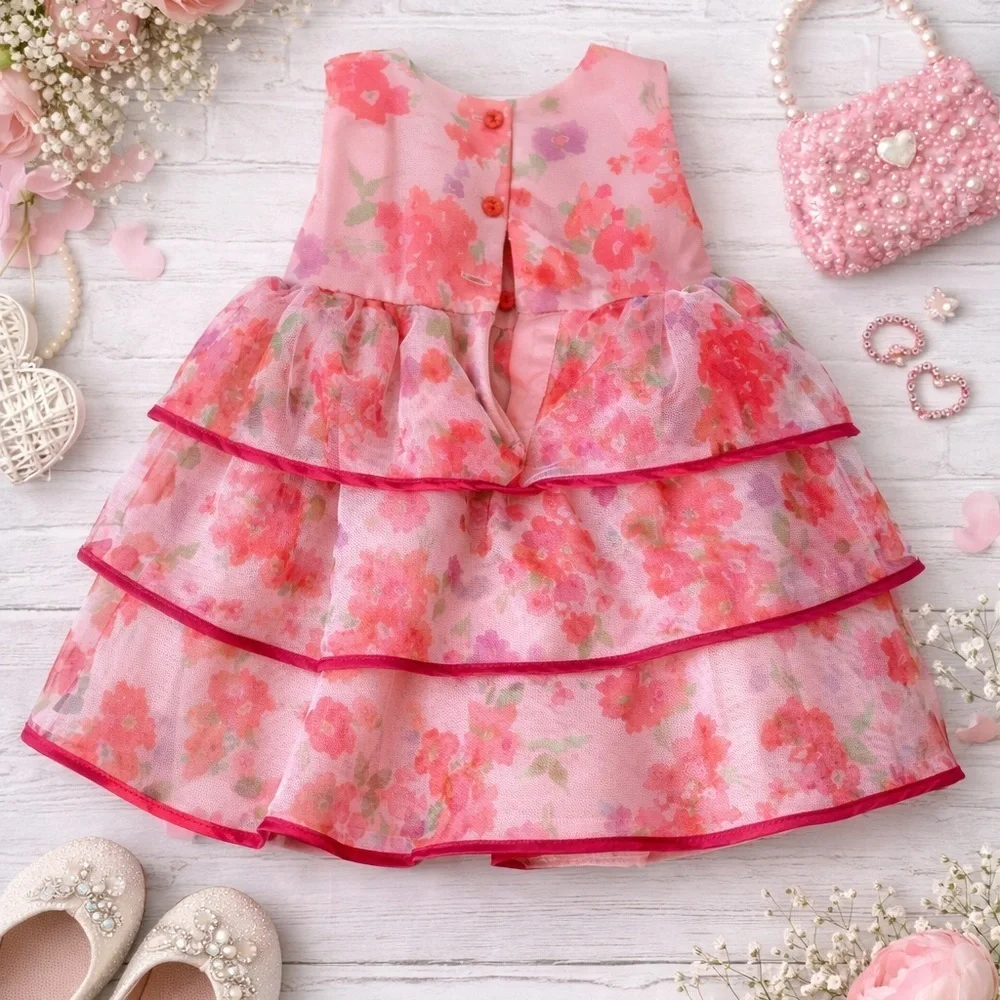 Children’s Place Little Girls Floral Dress 18 24 m